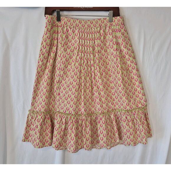 Lilly Pulitzer Womens Pink Green Geometric A-line Skirt Medium - Picture 1 of 9